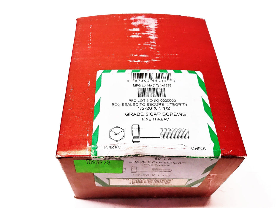 PFC 1/2ΓÇ¥-20 x 1-1/2ΓÇ¥ Hex Head Cap Screws Grade 5 51-2820-451 [Lot of 50] NOS