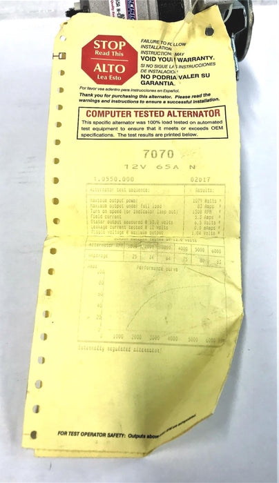 MOTORCRAFT/PRECISION 12V 65A ALTERNATOR 7070 REMANUFACTURED