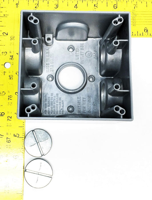 Mulberry Metal 2 Gang Deep Box Five 1 Hubs 30596 NOS