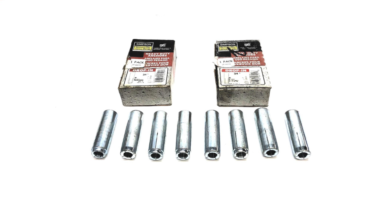Simpson 2 Packs of 4 (8 Pieces Total) 3/4" Anchor Drop-In DIA75-R USED