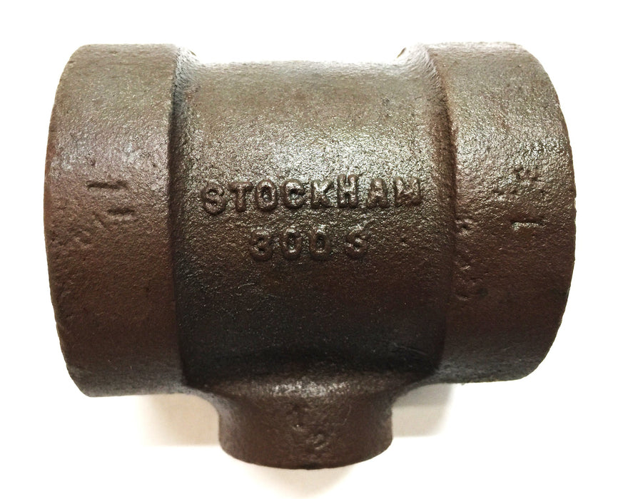 Stockham 1-1/2" x 1-1/2" x 1/2" Iron Tee 1500GWP (3008) [Lot of 3] NOS