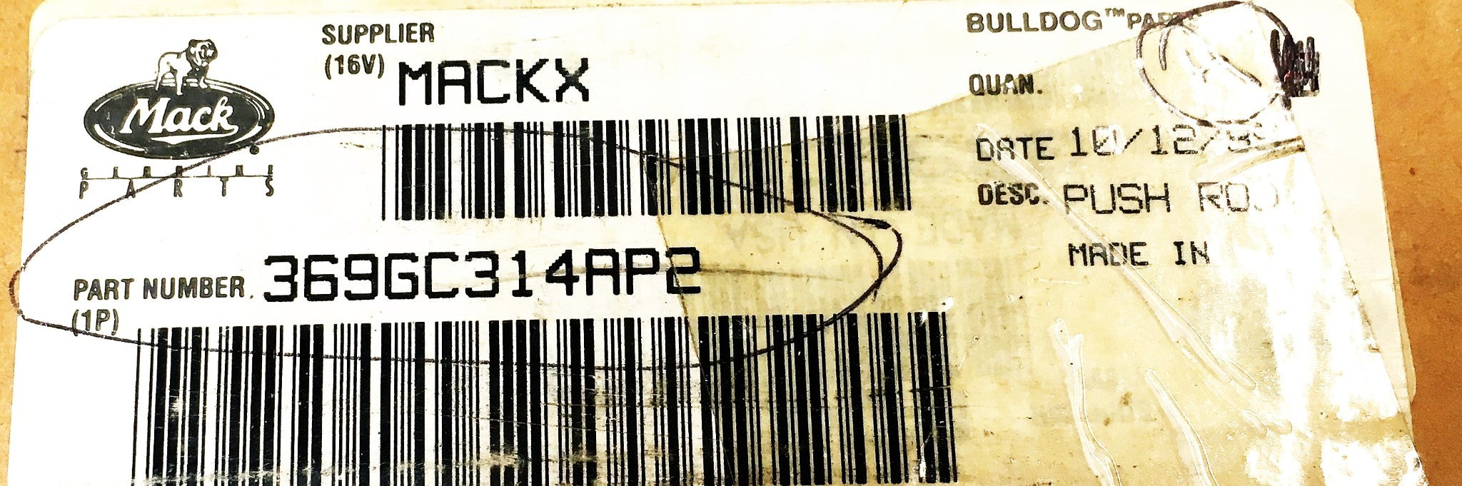 Mack 4 Piece Push Rod Set 369GC314AP2 NOS