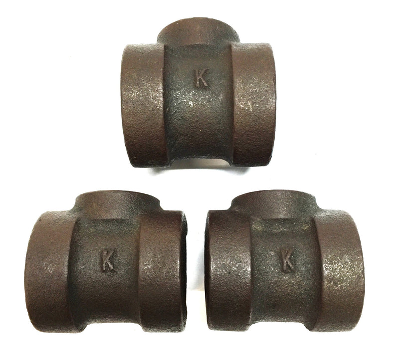 Unbranded 1" x 1" x 1/2" Iron Tee [Lot of 3] NOS
