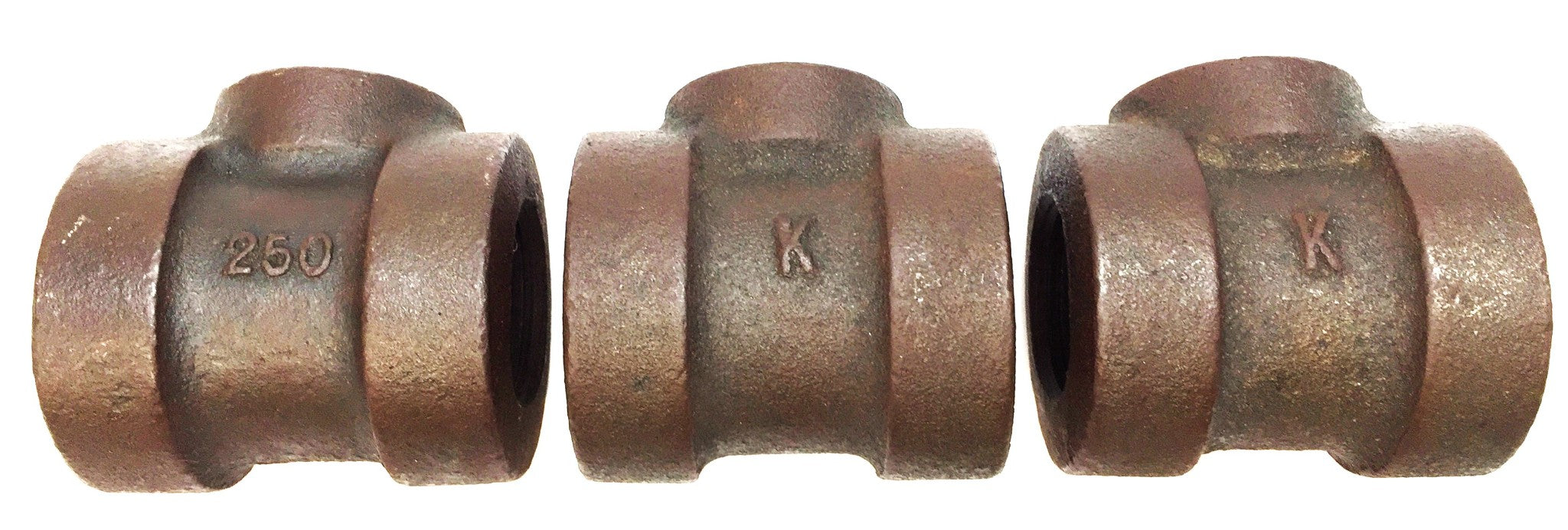 Unbranded 1" x 1" x 1/2" Iron Tee [Lot of 3] NOS