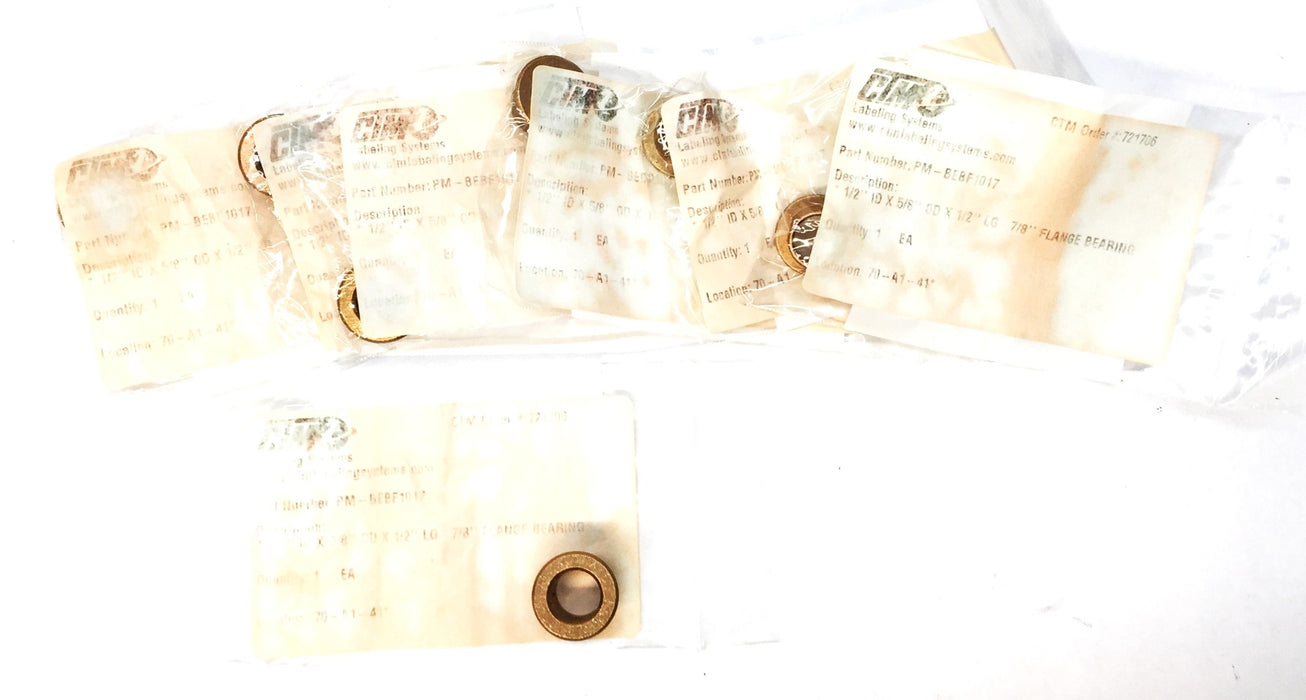 CTM 1/2"ID x 5/8"OD x 1/2"LG 7/8" Flanged Bushing PM-BEBF1017 [Lot of 7] NOS