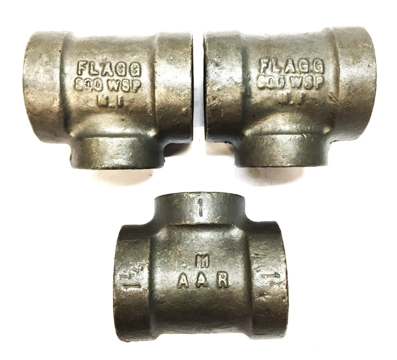 Flagg 1-1/4" x 1" SCH 80 Iron Tee [Lot of 3] NOS