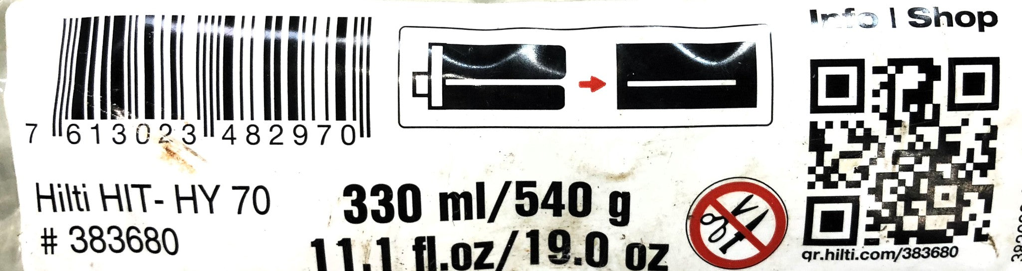 Hilti Hit - HY 70 Injectable Mortar Expired May/2018 383680 NOS