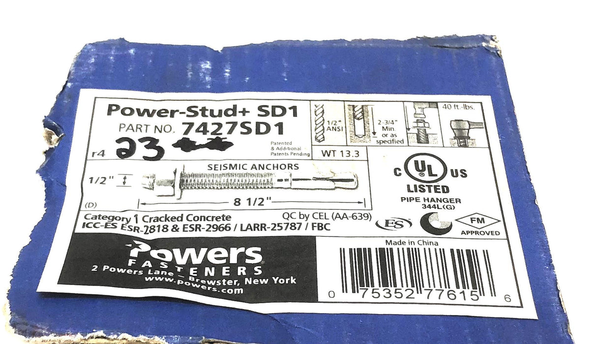 Powers Fasteners Power-Stud 1/2" X 8-1/2" Wedge Anchor 7427SD1 [Lot of 23] NOS