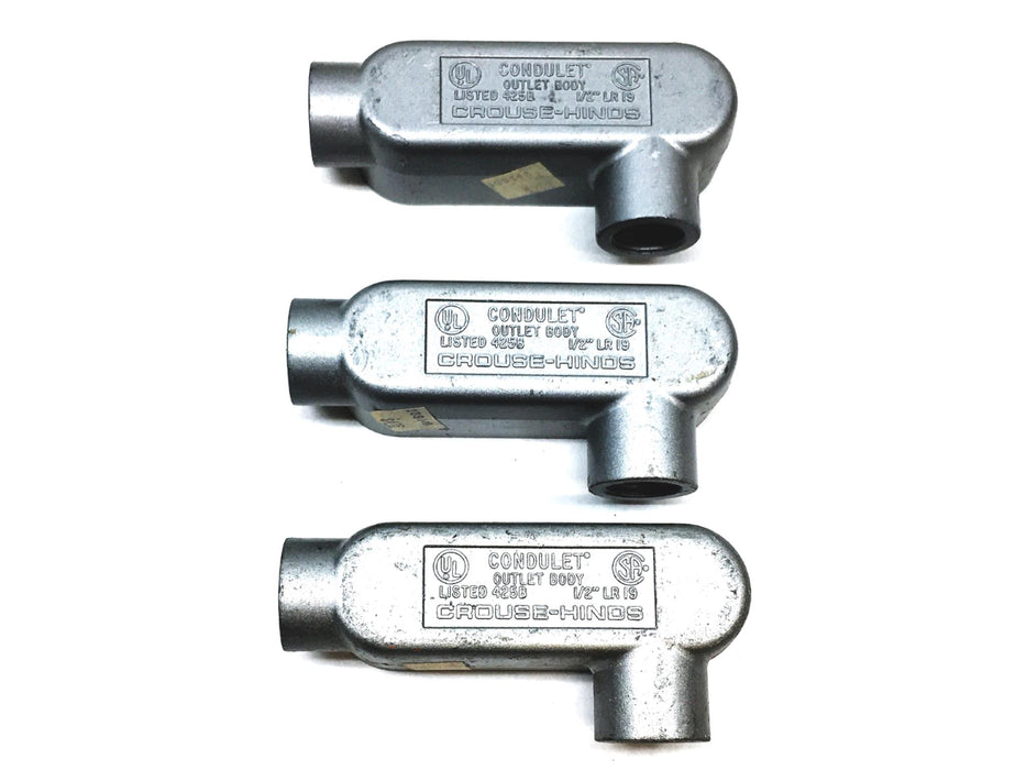 Crouse-Hinds 1/2 Inch 5 CU IN Condulet Outlet Body 425B LR19 [Lot of 3] NOS