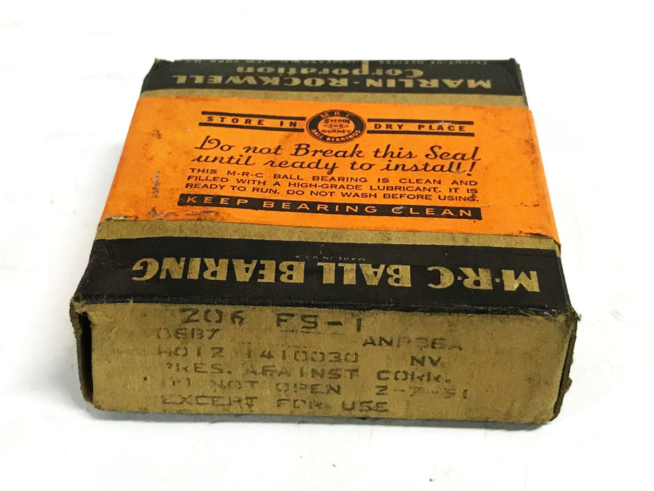 MRC Single Row Ball Bearing 206-FS-1 NOS