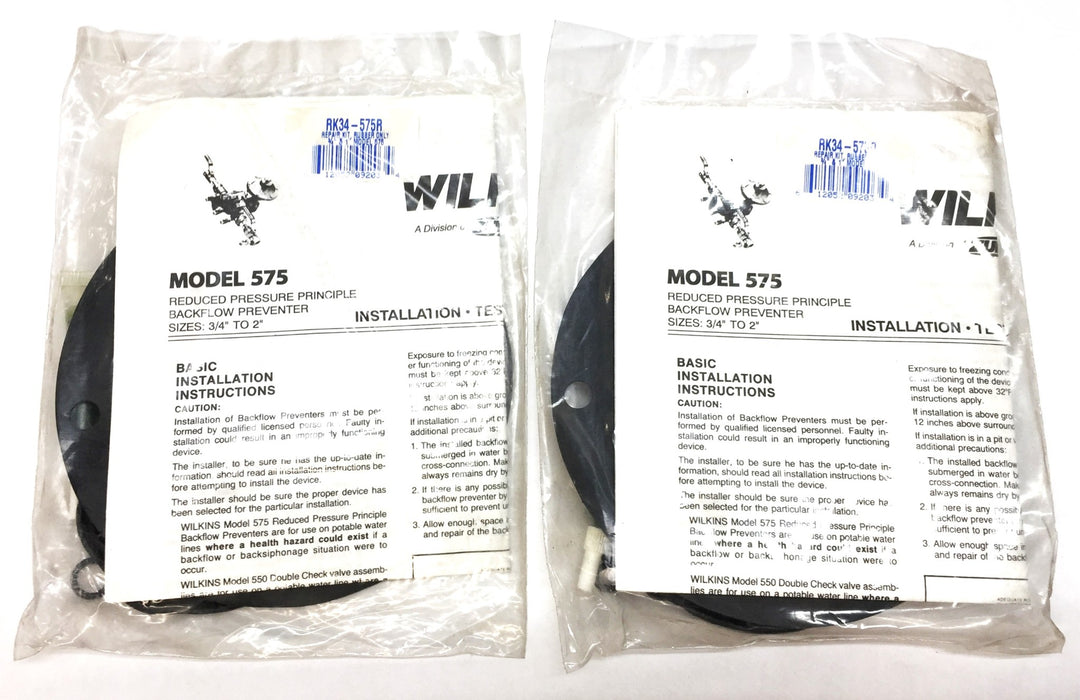 WILKINS 3/4"-2" Model 575 Backflow Preventer Rubber Kit RK34-575R [Lot of 2] NOS