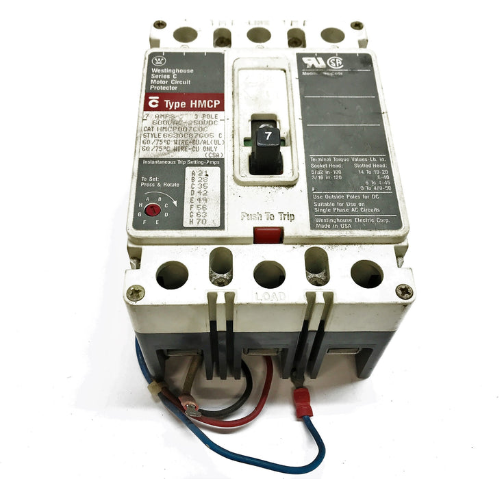 Westinghouse "Series C" 3-Pole Motor Circuit Protector HMCP007C0C