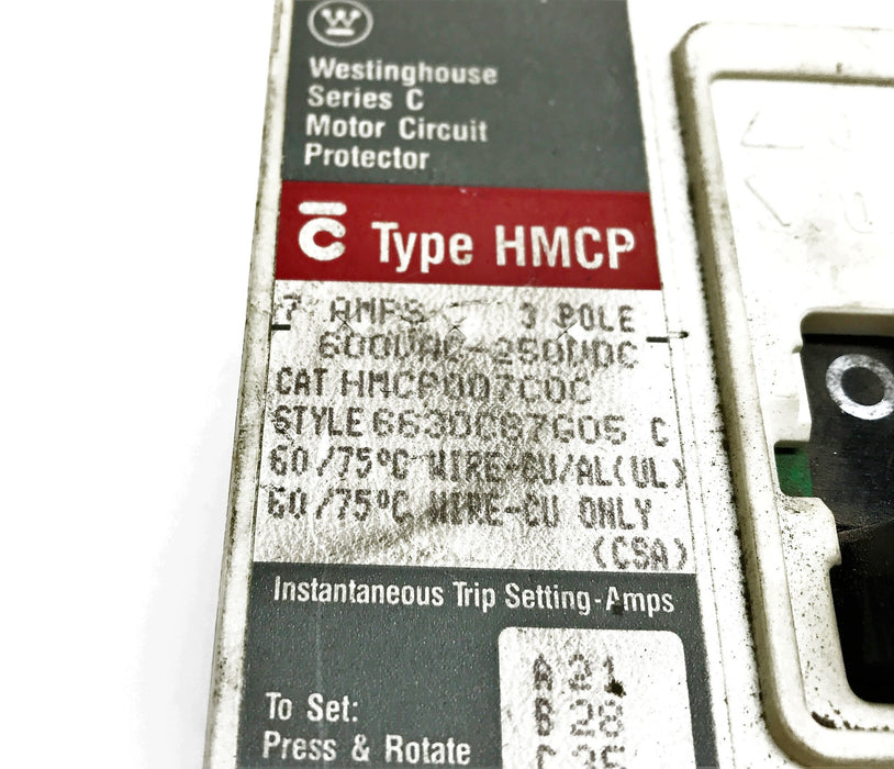 Westinghouse "Series C" 3-Pole Motor Circuit Protector HMCP007C0C