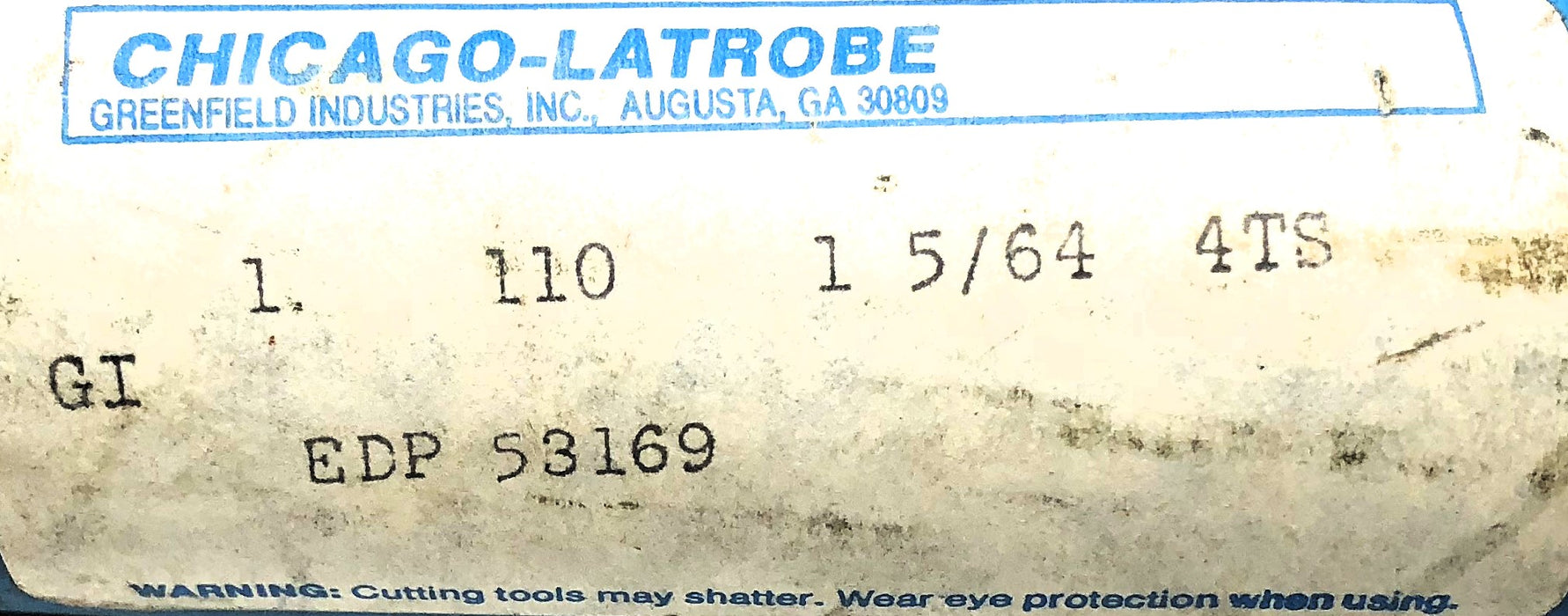 Chicago-Latrobe TRW 1-5/64" 4TS Taper Shank Drill Bit 53169 NOS