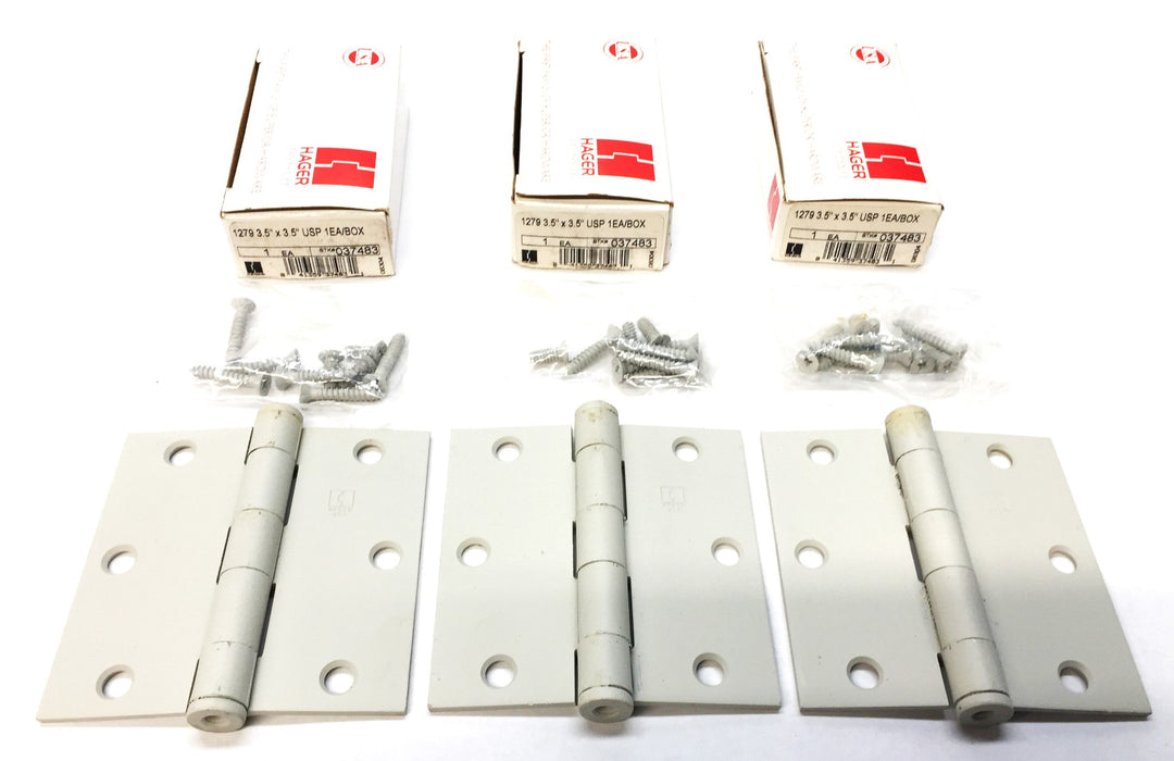 Hager 3.5" x 3.5" Hinge with Mounting Hardware 1279 (037483) [Lot of 3]