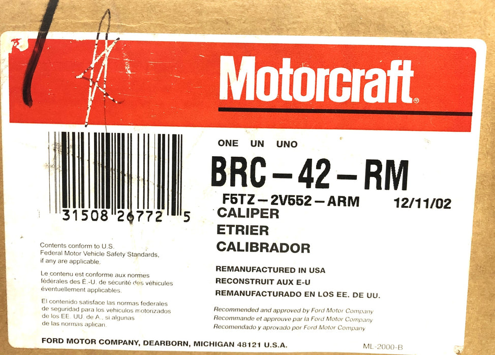 Motorcraft Ford Disc Brake Caliper BRC-42-RM (F5TZ-2V552-ARM) NOS