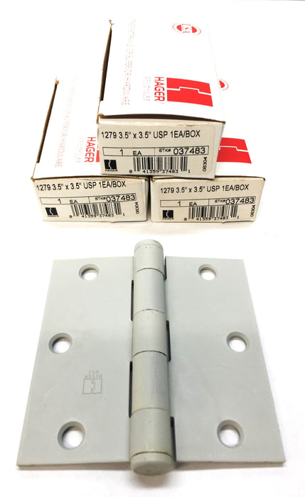 Hager 3.5" x 3.5" Hinge without Mounting Hardware 1279 (037483) [Lot of 3] NOS
