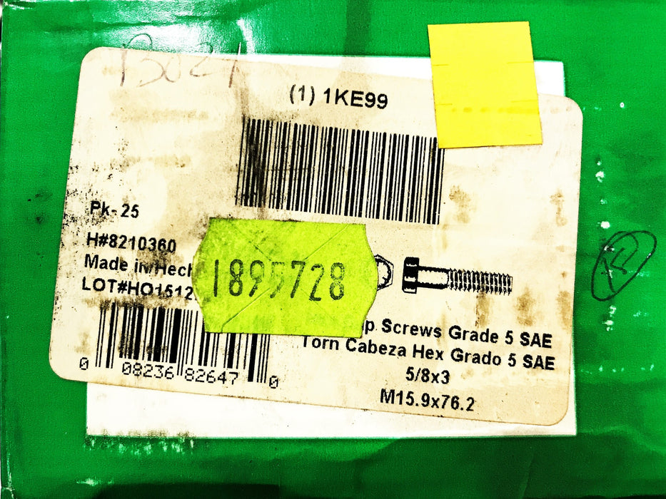 Hillman 5/8-11 UNC, 3" Length Hex Head Cap Screw 8210360 [Lot of 25] NOS