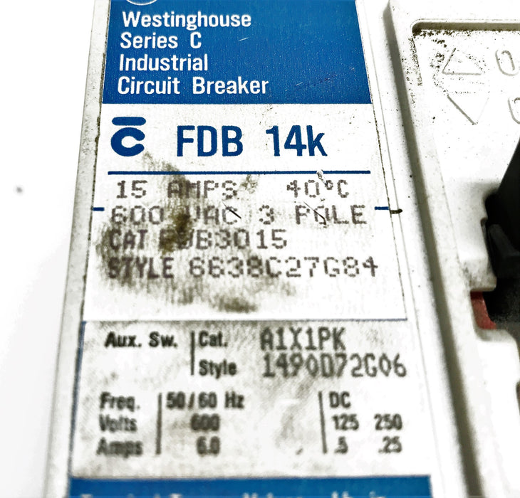 Westinghouse "Series C" 15A 3-Pole Motor Circuit Protector FDB3015