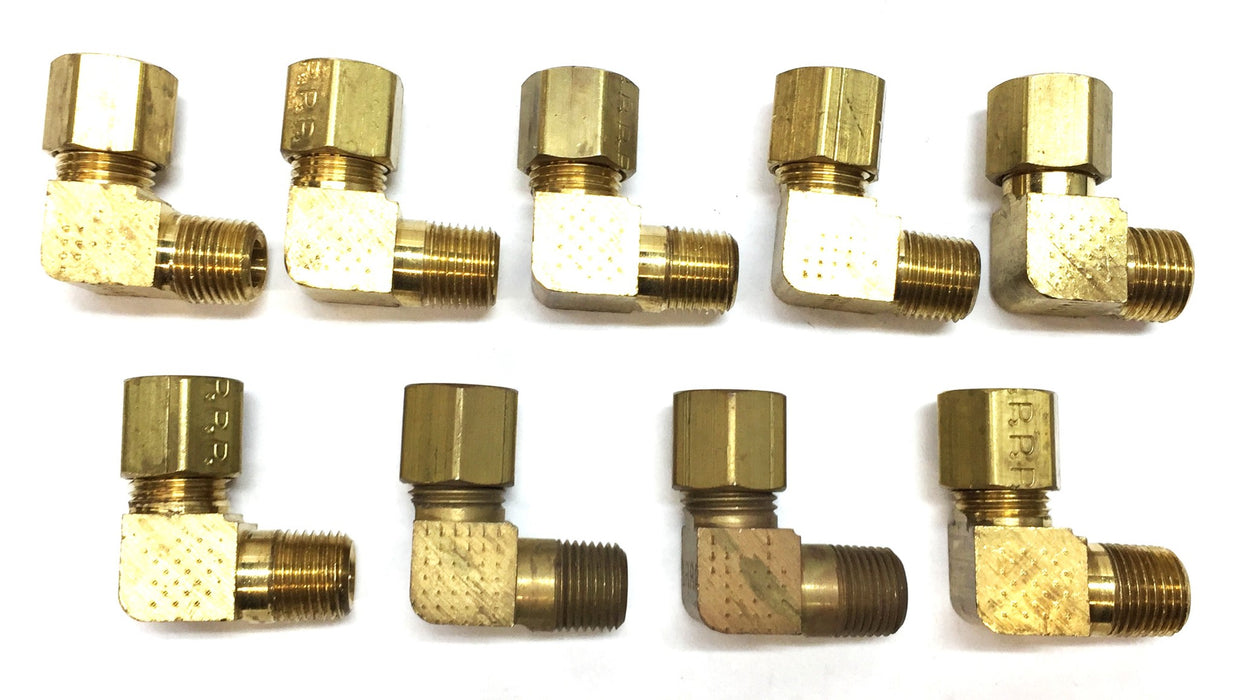 Parker 1/4" x 1/8" Brass Elbow [Lot of 9] NOS