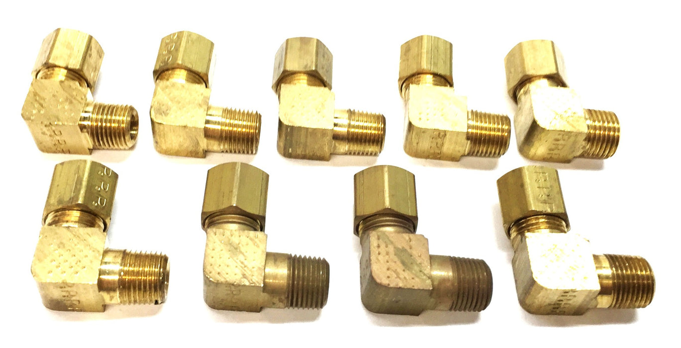 Parker 1/4" x 1/8" Brass Elbow [Lot of 9] NOS
