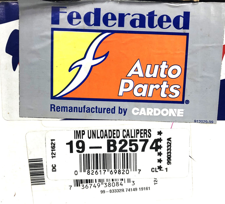 Cardone Federated Unloaded Disc Brake Caliper 19-B2574 REMANUFACTURED