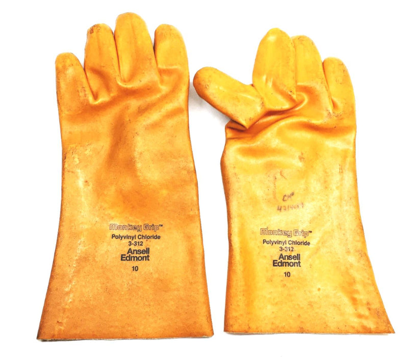 Ansell Edmont Monkey Grip Size 10 Tan Polyvinyl Chloride Gloves 3-312 NOS