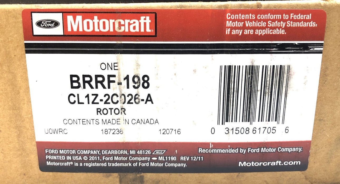 Ford Motorcraft Rotor de freno de disco BRRF-198 (CL1Z-2C026-A) NOS