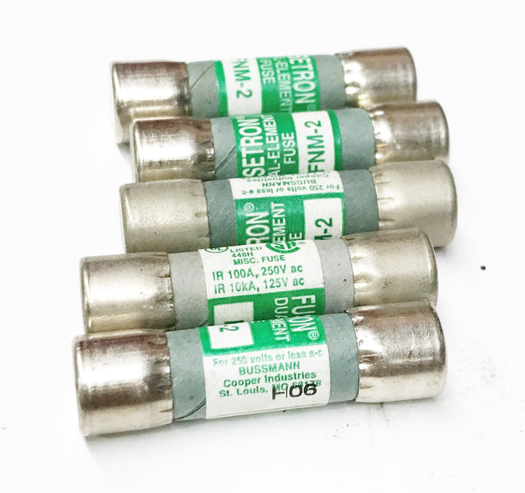 Bussman "Fusetron" Dual Element Fuse FMN-2 [Lot of 5] NOS