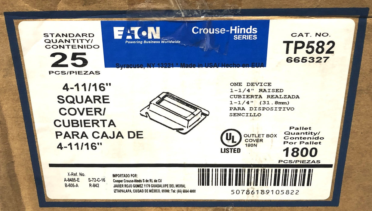 Eaton Crouse-Hinds Series 4-11/16" Square Cover TP582 [Lot of 17] NOS