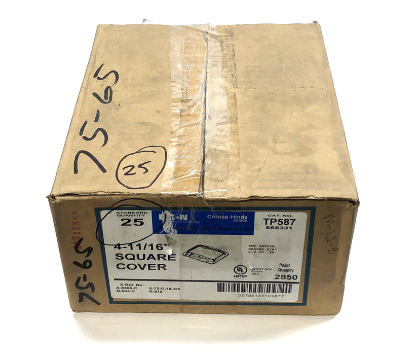 Eaton Crouse-Hinds Series 4-11/16" Two Device Square Cover TP587 [Lot of 25] NOS