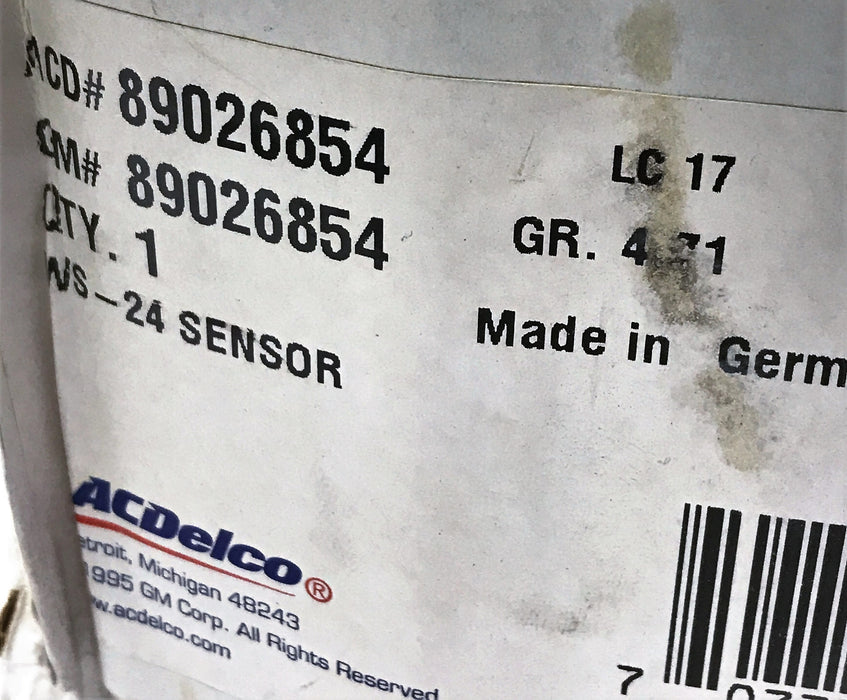 ACDelco Front ABS Wheel Speed Sensor (Missing Clamp) 89026854 NOS