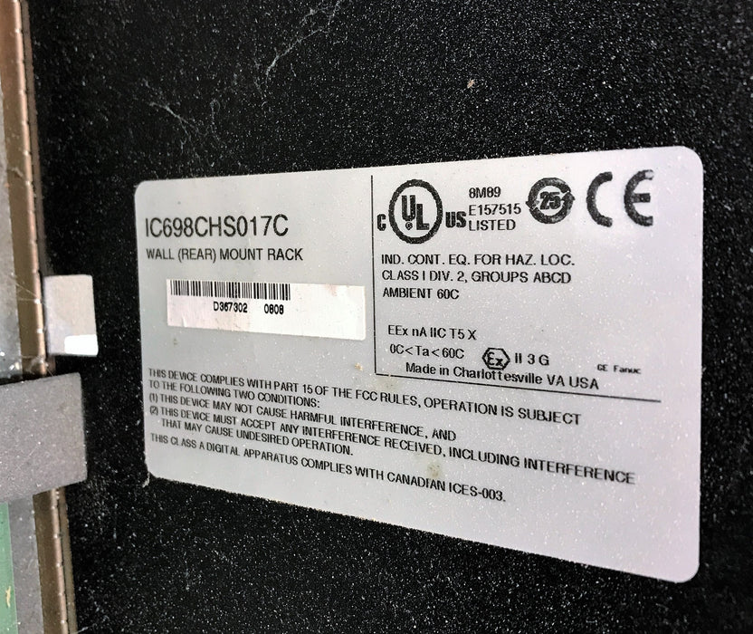 GE Fanuc 17 Slot Rack w/ Cooling Fan Assembly IC698CHS017C (IC697ACC71E)