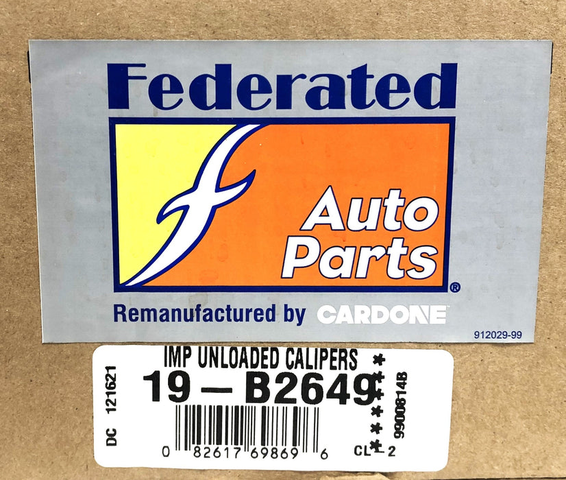 Cardone Federated DOM Unloaded Disc Brake Caliper 19-B2649 REMANUFACTURED