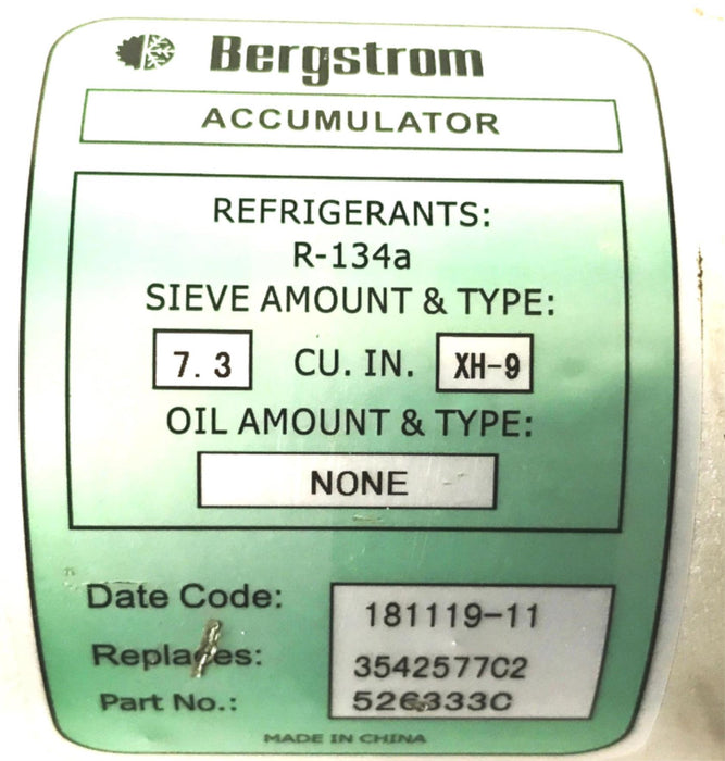 Bergstrom 7.3 CU. IN. Accumulator with Clamp 526333C USED