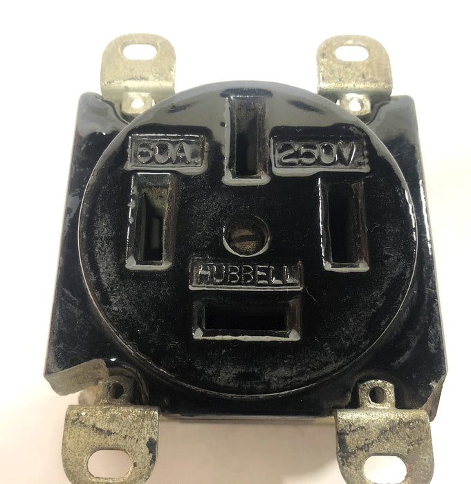 Hubbell 60A 250V Grounded Straight Blade Plug P-2154 USED