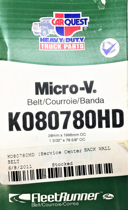 GATES/FLEETRUNNER Serpentine Belt (1-3/32" x 78-5/8") K080780HD NOS
