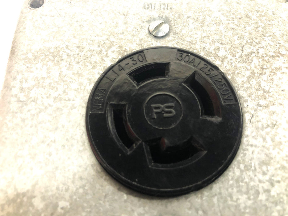 Raco 7.3 CU.IN. Outlet Box With PS 30A 125/250V Receptacle NEMA L14-30 USED