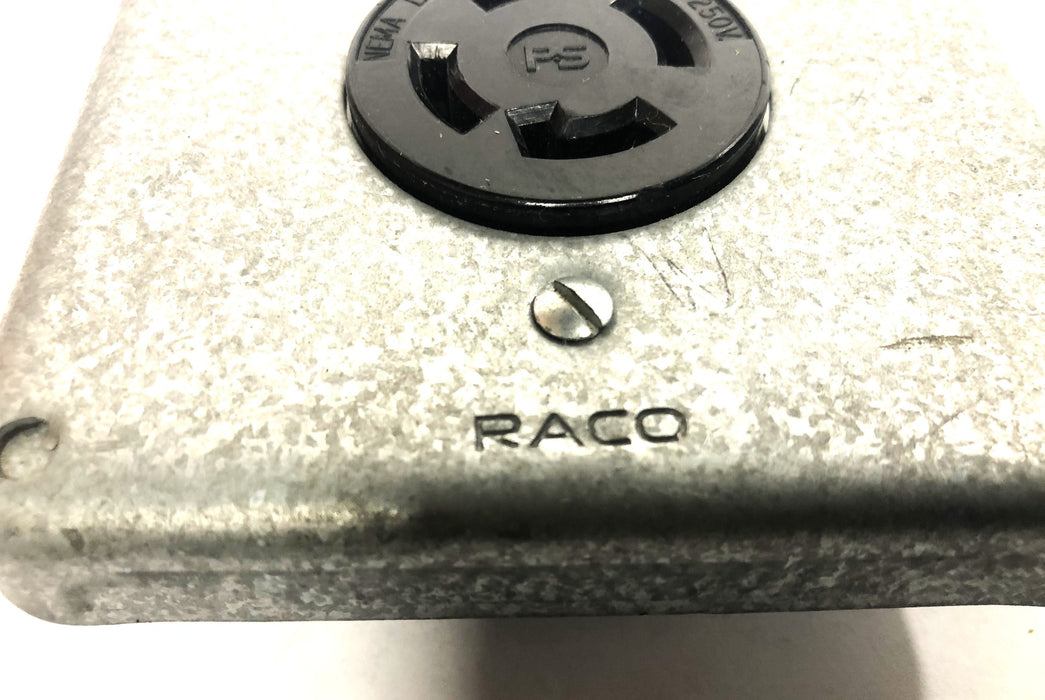 Raco 7.3 CU.IN. Outlet Box With PS 30A 125/250V Receptacle NEMA L14-30 USED