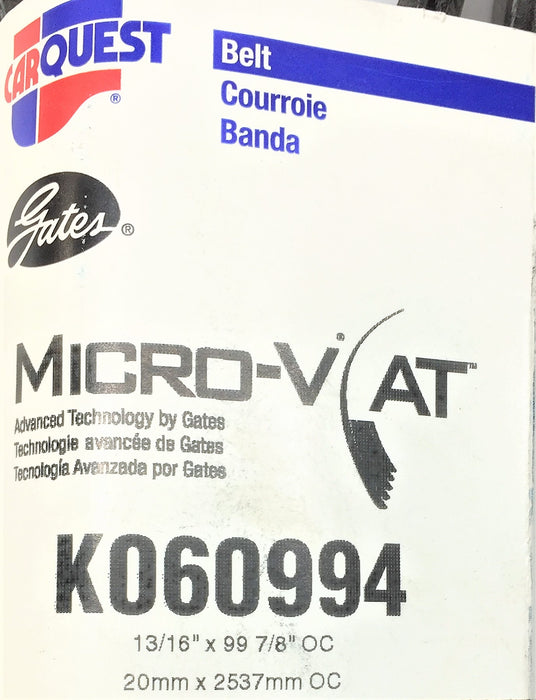 GATES/CARQUEST Micro-V Serpentine Belt (13/16"x 99-7/8") K060994 [Lot of 3] NOS