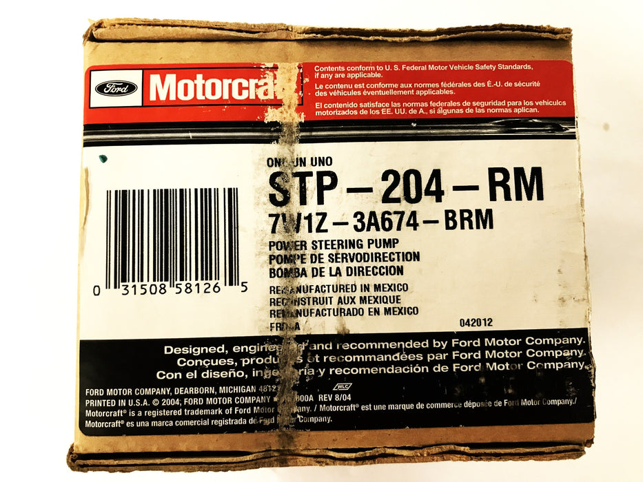 Motorcraft Power Steering Pump STP-204-RM REMANUFACTURED