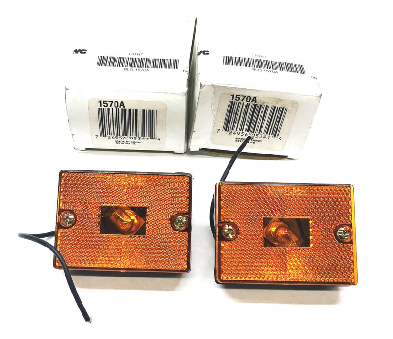 Signal-Stat Amber Reflectorized Marker/Clearance Bulb 1570A [Lot of 2] NOS