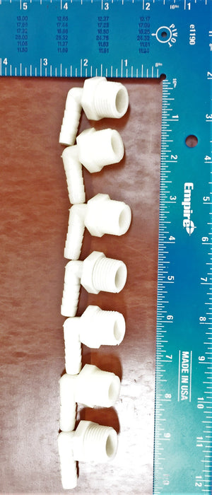 Unbranded 1/2" Male Threaded Barbed Elbow [Lot of 7] NOS