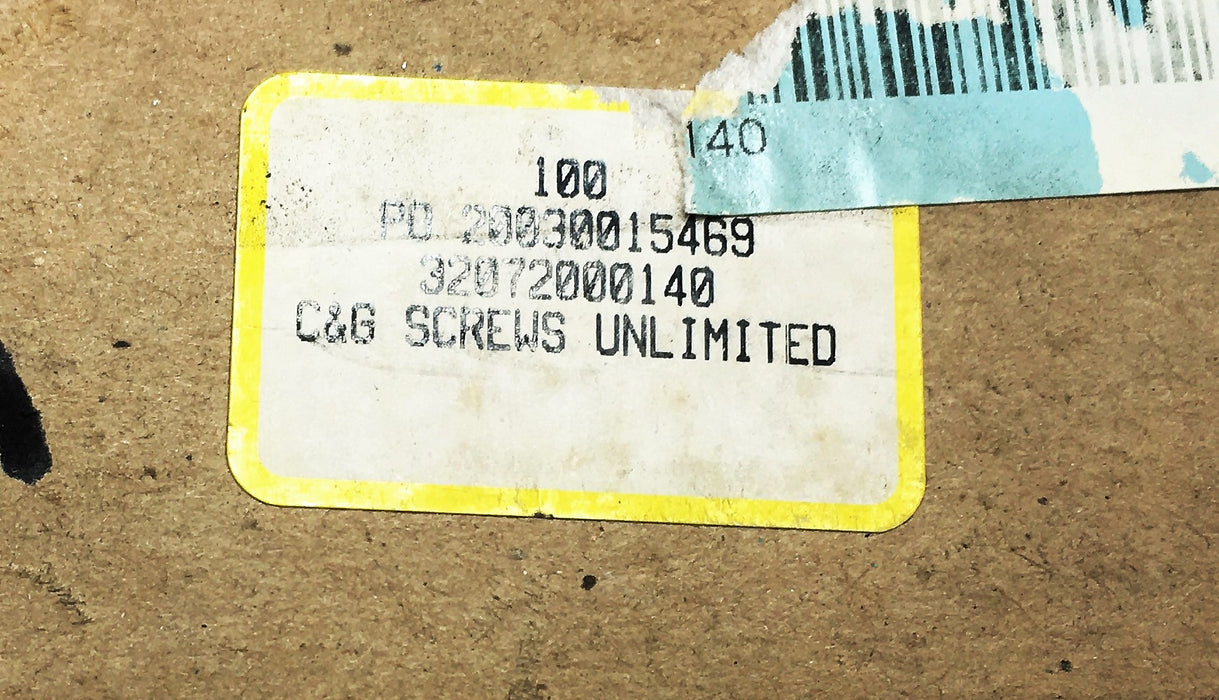 C&G Screws Box Of 100 2-1/8IN OAL 20 Thread Screw 20030015469 (32072000140) NOS