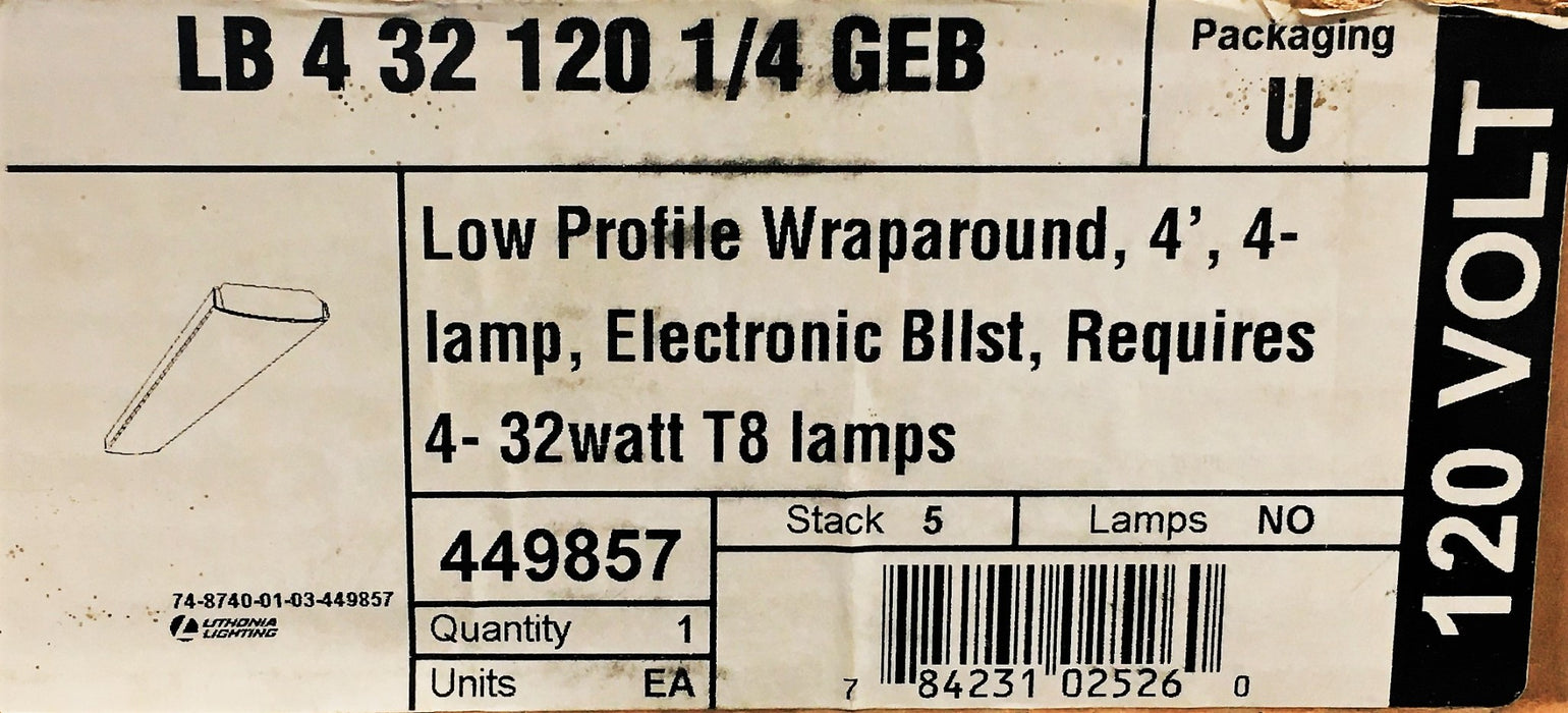 Lithonia Lighting Wraparound Electronic Ballast LB 4 32 120 1/4 GEB (449857) NOS