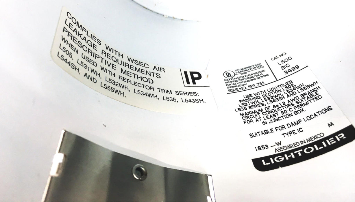 Lightolier Lytecan Type IC Recessed Downlight Housing L500SIC [Lot of 4] NOS