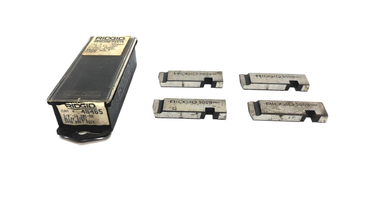 Ridgid Set of (4) 3/8" - 16 UNC RH Alloy Steel 500B Bolt Dies 48465 USED