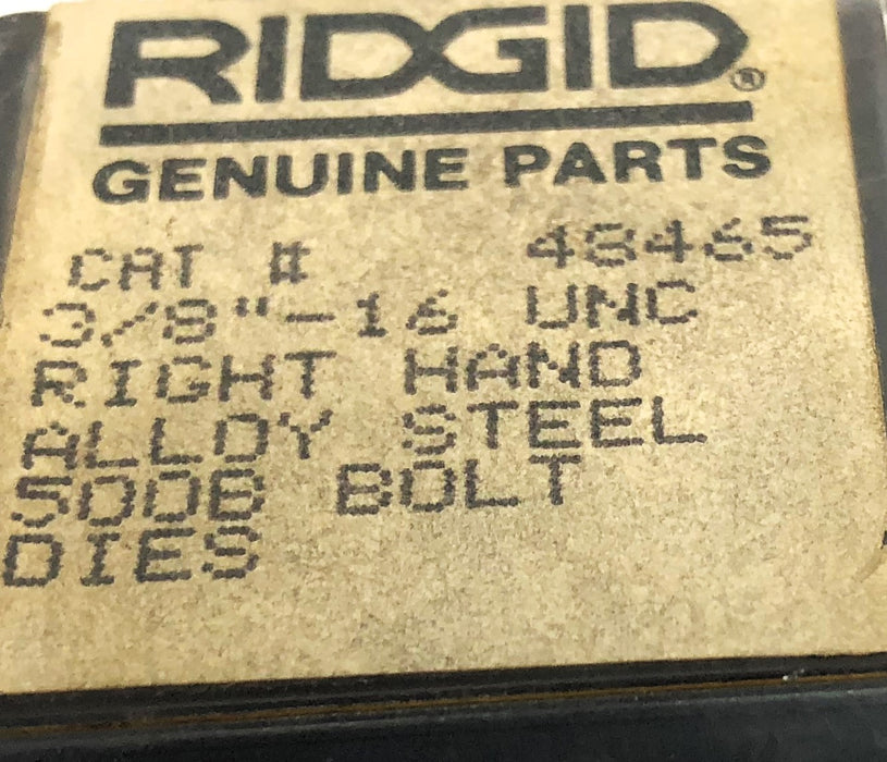 Ridgid Set of (4) 3/8" - 16 UNC RH Alloy Steel 500B Bolt Dies 48465 USED