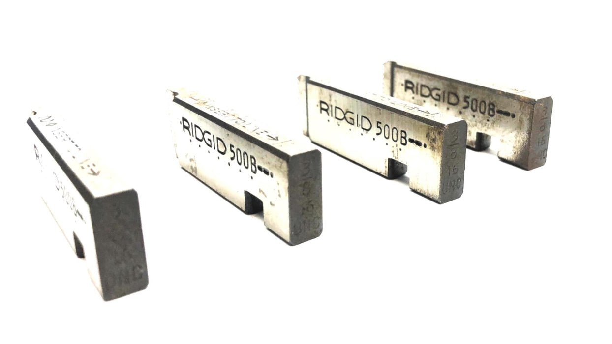 Ridgid Set of (4) 3/8" - 16 UNC RH Alloy Steel 500B Bolt Dies 48465 USED