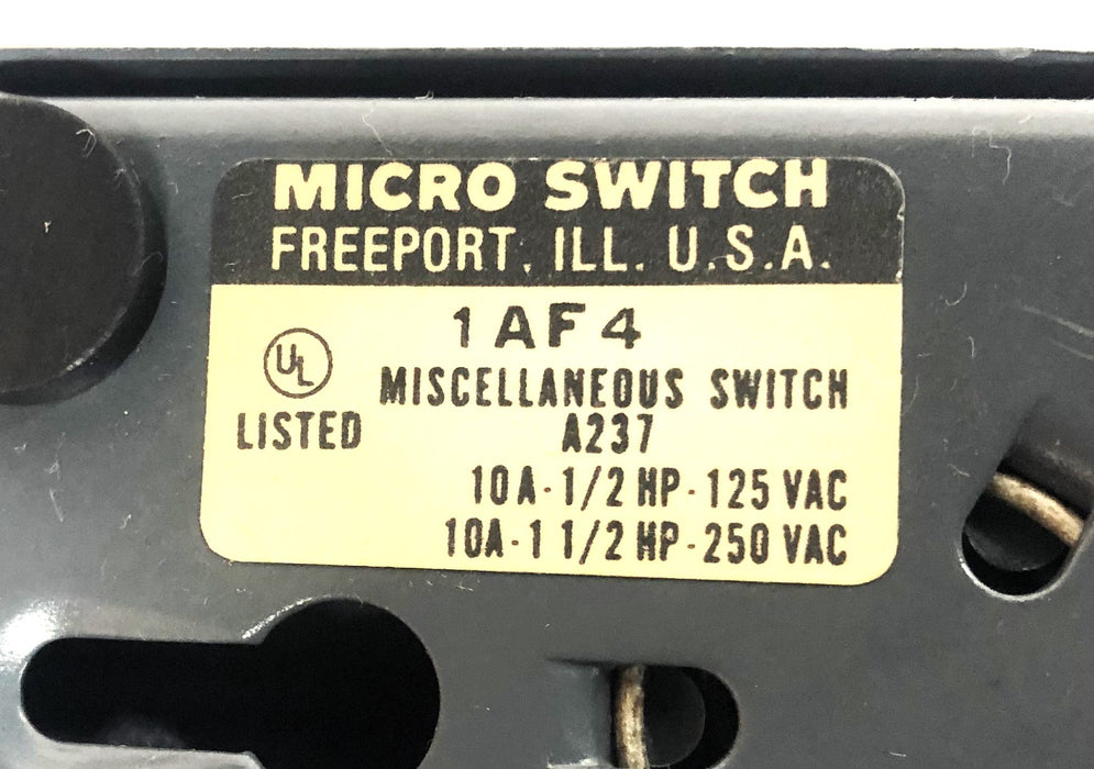 Micro Switch A237 10A 1/2HP 125/250VAC Miscellaneous Foot Pedal Switch 1AF4 NOS